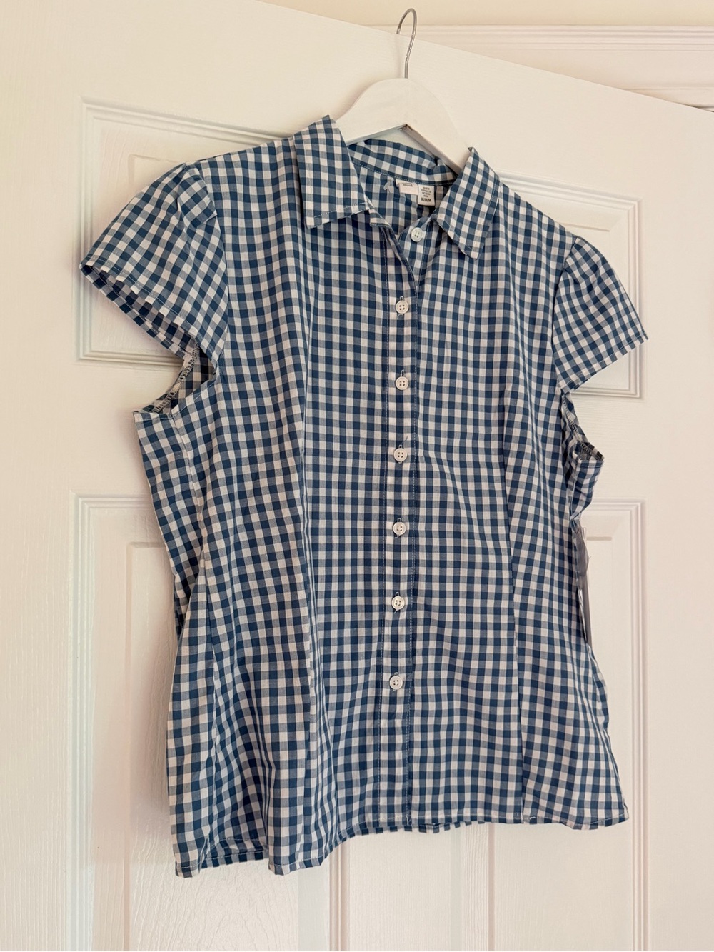 MTLA Blue & White Gingham Button-Up Blouse M